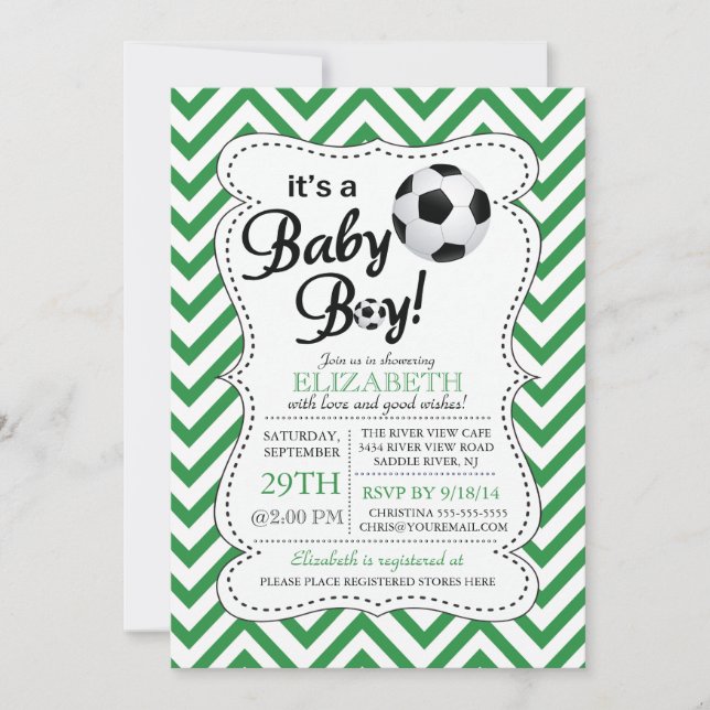 Invitation Chevron moderne C'est un Baby shower de Football d (Devant)