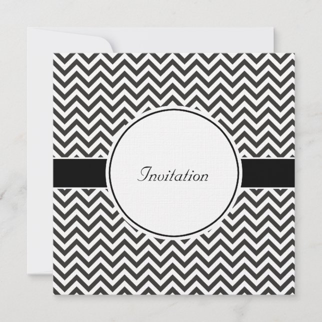 Invitation Chevron noir et blanc (Devant)