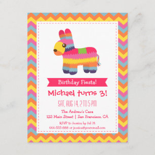 Invitation Chevron Pinata Fiesta mexicaine pour l'anniversair
