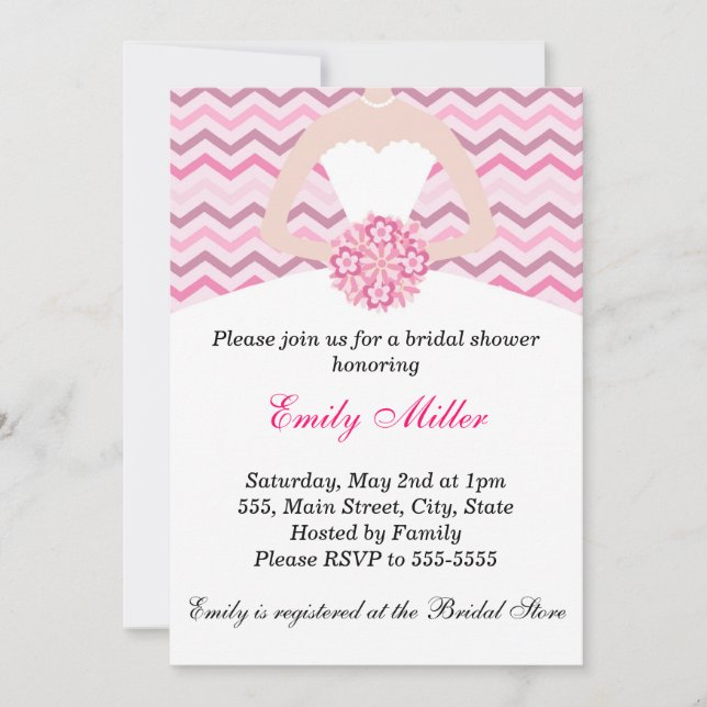 Invitation Chevron Pink Purple à la douche nuptial (Devant)