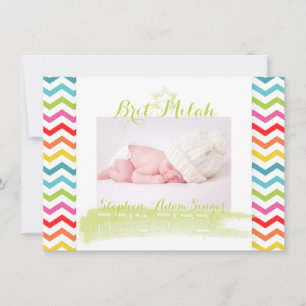 Invitation chevron PixDezines/milah brit/cadre photo+étoiles