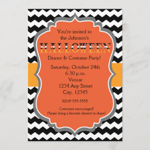 Invitation Chevron pour la soirée costumée de dîne
