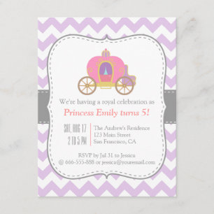 Invitation Chevron pourpre, fête d'anniversaire de princesse