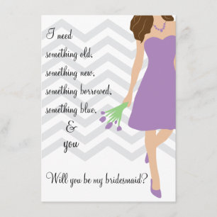 Invitation Chevron pourpre lilas vous serez ma demoiselle