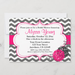 Invitation Chevron rose Chaud gris foncé