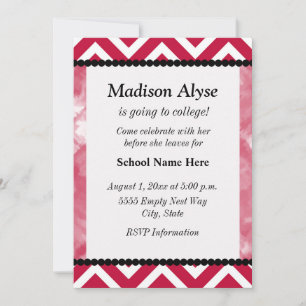 Invitation Chevron rouge et noir Off To College Party Invitat