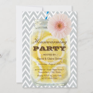 Invitation Chevron Stripes Été Lemonade Fête de chauffage dom