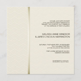 Invitation Chevron subtil Ecru sur abordable moderne en