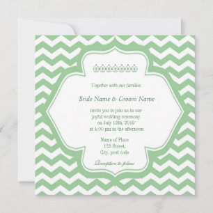 Invitation Chevron vert citron tendance, mariage classique