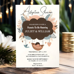 Invitation Chez Enfant Vieux Fils Boho Amusants Jour d'Adopti