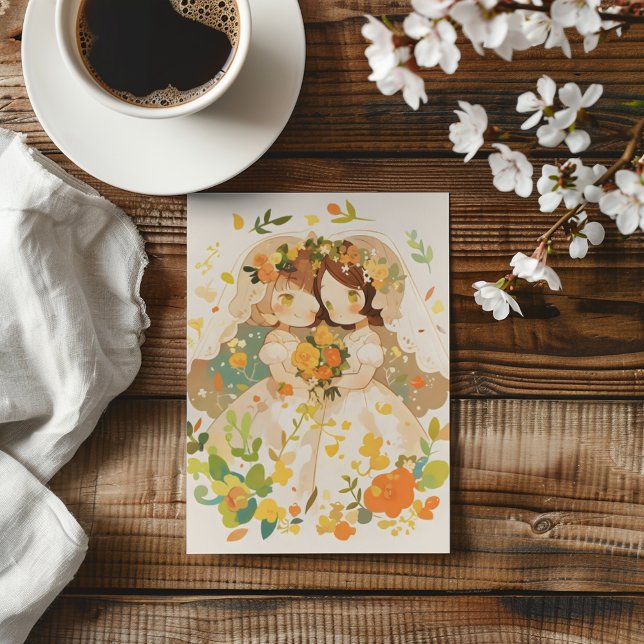 Invitation Chibi Anime fille Mariage lesbienne (Créateur téléchargé)