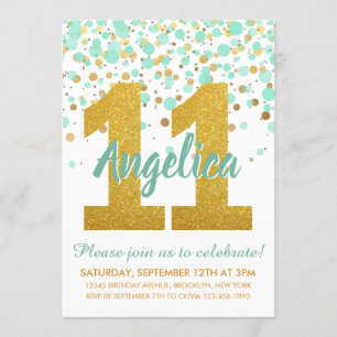 Invitation Chic 11ème anniversaire Monnaie Parties scintillan