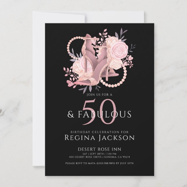 Invitation Chic 50 And Fabulous Dancing Shoes Birthday Party (Devant)