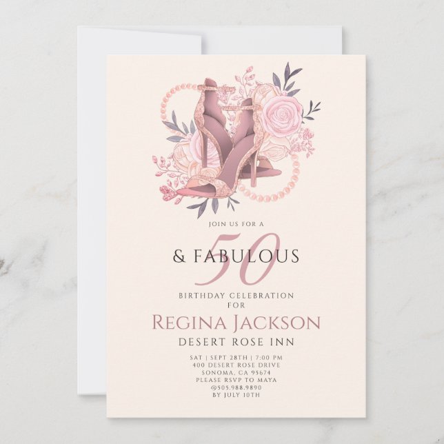 Invitation Chic 50 ans et fabuleuse fête d'anniversaire chaus (Devant)