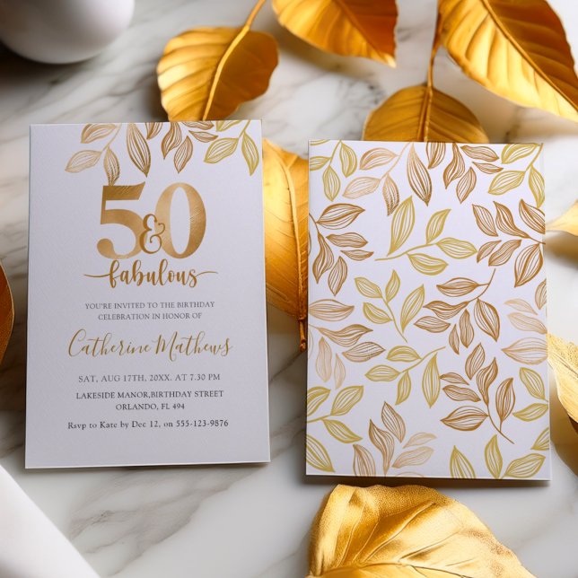 Invitation Chic 50 ans & Fabulueuse Fête d'Anniversaire en Fa (Créateur téléchargé)