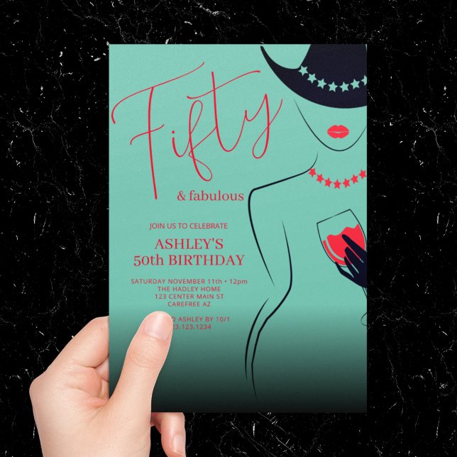 Invitation Chic 50 et Fabulous Turquoise Anniversaire (Créateur téléchargé)