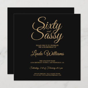 Invitation Chic 60 et Sassy Black Gold 60th Birthday Party