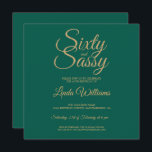 Invitation Chic 60 et Sassy Green Gold 60th Birthday Party<br><div class="desc">Célébrez votre 60e anniversaire avec ce design moderne de 60e anniversaire en vert émeraude et or, une invitation chic de 60e anniversaire que vous pouvez simplement personnaliser et envoyer pour votre soixantième anniversaire fête. Les mots soixante et sassy sont en fausse parties scintillant dorée et mis en utilisant la calligraphie...</div>