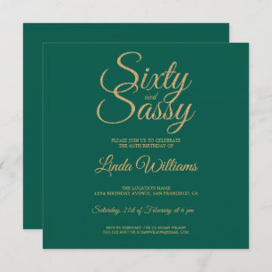 Invitation Chic 60 et Sassy Green Gold 60th Birthday Party
