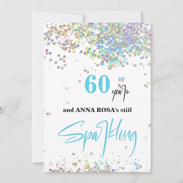 Invitation *~* Chic 60e anniversaire White Sparkling Party (Devant)