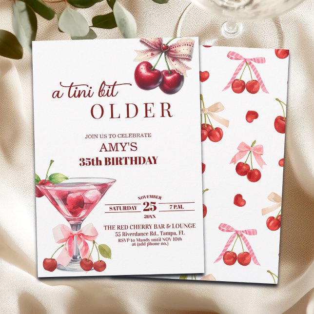 Invitation Chic A Tini Bit Older Cherry Martini 35th Birthday (Créateur téléchargé)