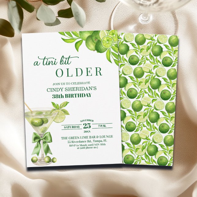 Invitation Chic A Tini Bit Older Lime Martini 38th Birthday (Créateur téléchargé)