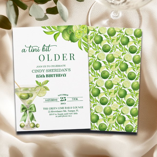 Invitation Chic A Tini Bit Older Lime Martini 85th Birthday (Créateur téléchargé)