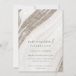 Invitation Chic Abstrait en marbre doré clair Agate Renouvell