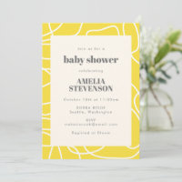 Chic Abstrait Ligne moderne Art Baby shower Jaune