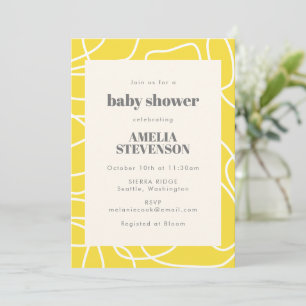 Invitation Chic Abstrait Ligne moderne Art Baby shower Jaune