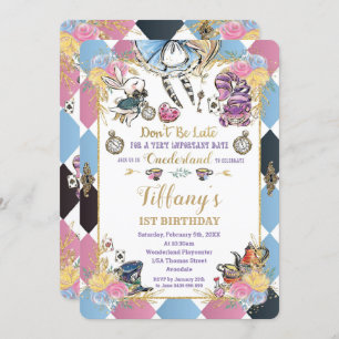 Invitation Chic Alice au pays des merveilles 1er anniversaire