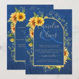 Invitation Chic All-in1 Tournesols rustiques Mariage Jaune BL