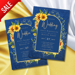 Invitation Chic All-in1 Tournesols rustiques Mariage Jaune BL