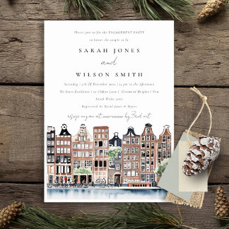 Invitation Chic Amsterdam Dutch Canal Fiançailles paysage