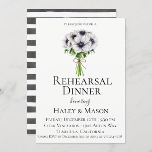Invitation Chic Anemone Bouquet Dîner de répétition Invitatio