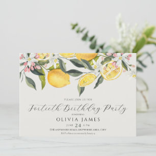 Invitation Chic Any year lemon Mediterranean tile birthday 