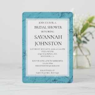 Invitation Chic Aqua Blue Marble Fête de mariage