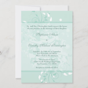 Invitation Chic aqua turquoises tourbillons floraux faire-par