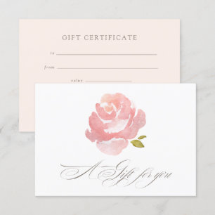 Invitation Chic Aquarelle Blush Rose Certificat cadeau