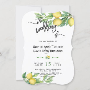 Invitation Chic Aquarelle Citron Tropical Mariage d'écriture