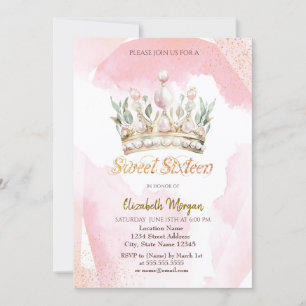 Invitation Chic Aquarelle Fleurs de Couronne doux 16