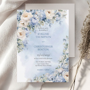 Invitation Chic aquarelle fleurs d'hiver mariage