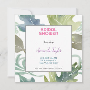 Invitation Chic Aquarelle Floral Minimaliste Fête des mariées