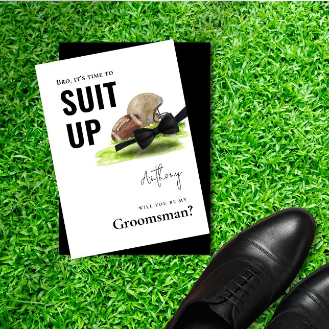 Invitation Chic Aquarelle Football Tuxedo Costume Up Groomsma (Chic Watercolor Football Tuxedo Suit Up Groomsman Invitation)