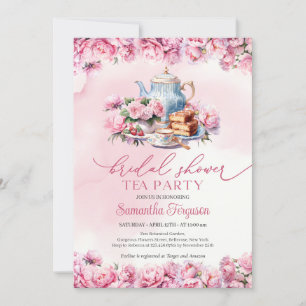 Invitation Chic aquarelle fuchsia pivoines à thé floral