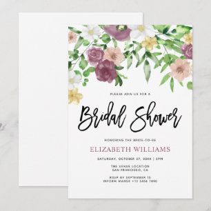 Invitation Chic Aquarelle Jardin Floral Fête des mariées