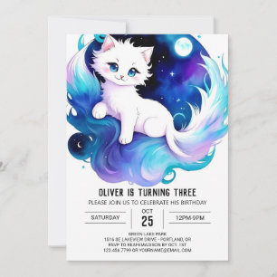 Invitation Chic Aquarelle Kitten Anniversaire