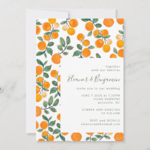 Invitation Chic Aquarelle Orange Citrus Mariage Script