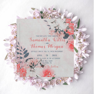 Invitation Chic Aquarelle rose Beige crème Bouquet floral
