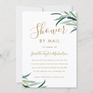 Invitation Chic Aquarelle Verdure douche par la poste